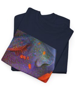 Heavy cotton tee featuring an artistic face design titled 'Neon Dreams.