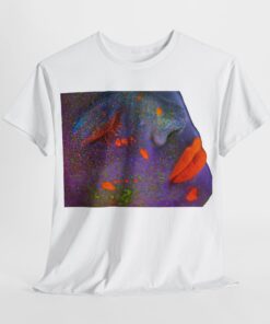 Heavy cotton tee featuring an artistic face design titled 'Neon Dreams.