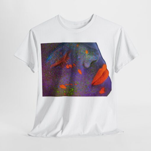 Heavy cotton tee featuring an artistic face design titled 'Neon Dreams.