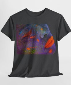 Heavy cotton tee featuring an artistic face design titled 'Neon Dreams.