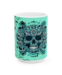 Turquoise Western Skull Ceramic Mug