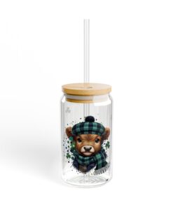 Lucky Plaid Frosted Sipper Glass