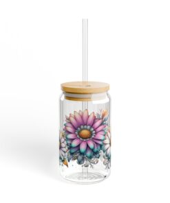 Pastel Petal Paradise Frosted Sipper Glass