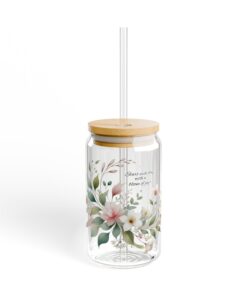 Bloom With Grace Frosted Sipper Glass