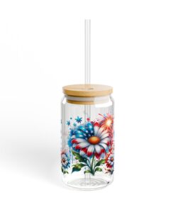 Patriotic Fireworks And Daisies Sipper Glass