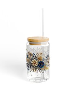 Festive Floral Elegance Sipper Glass