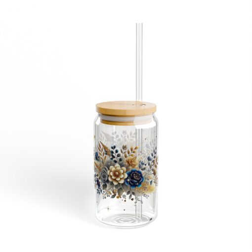 Festive Floral Elegance Sipper Glass