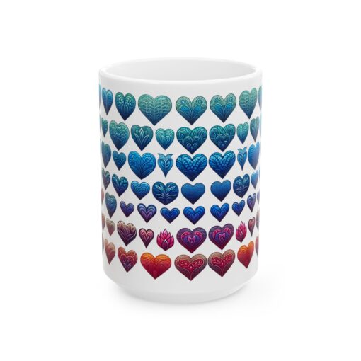 Rainbow Radiance Hearts Ceramic Mug