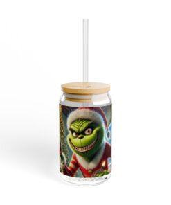 Grinchy Christmas Frosted Sipper Glass