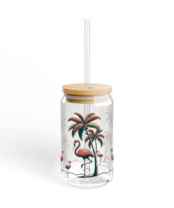 Tropical Flamingo Oasis Sipper Glass