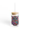 Floral Fiesta Owl Frosted Sipper Glass