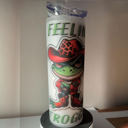 Feelin Froggy Skinny Frosted Glass Tumbler