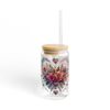 Boho Floral Heart Sipper Glass