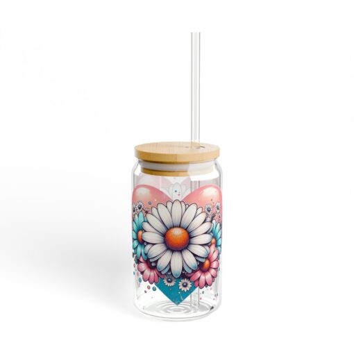 Vibrant Daisy Explosion Sipper Glass