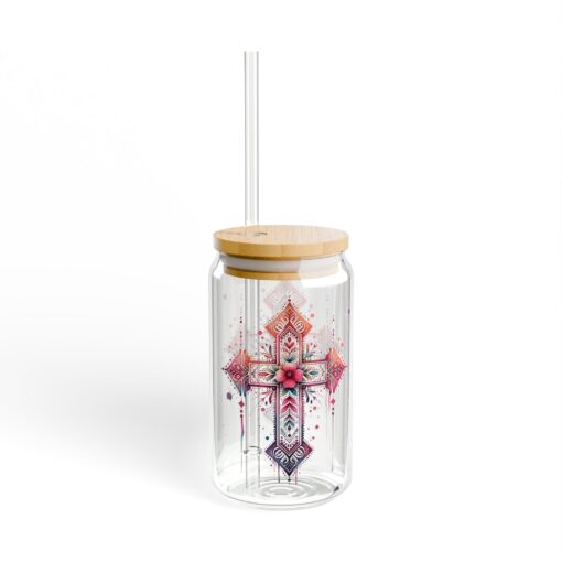 Bold Boho Cross Sipper Glass