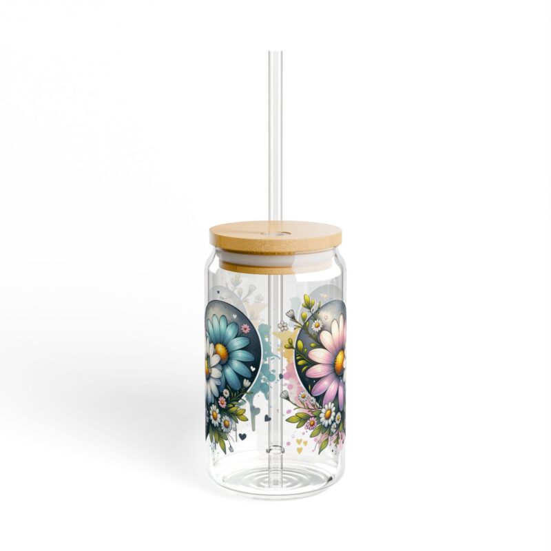 Wildflower Heartburst Sipper Glass, 16oz (Clear or Frosted) - Image 2