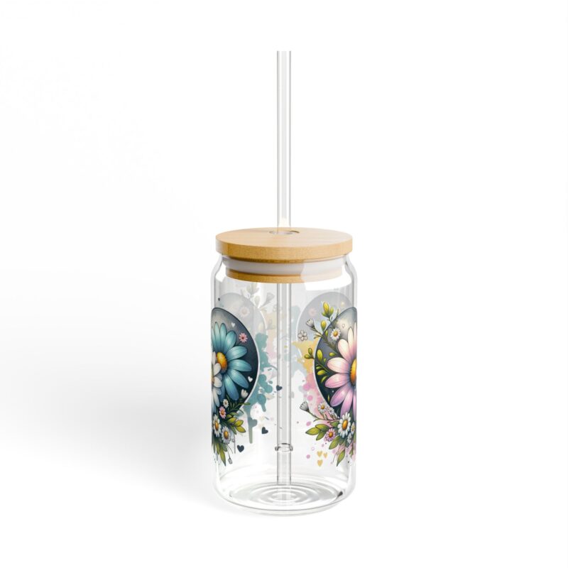 Wildflower Heartburst Sipper Glass, 16oz (Clear or Frosted) - Image 3