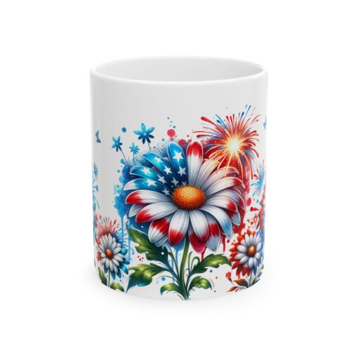 Patriotic Fireworks and Daisies Coffee Mug