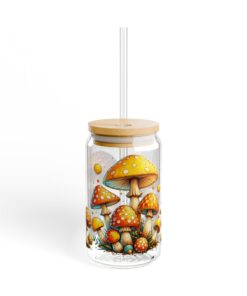 Golden Glow Mushrooms Sipper Glass