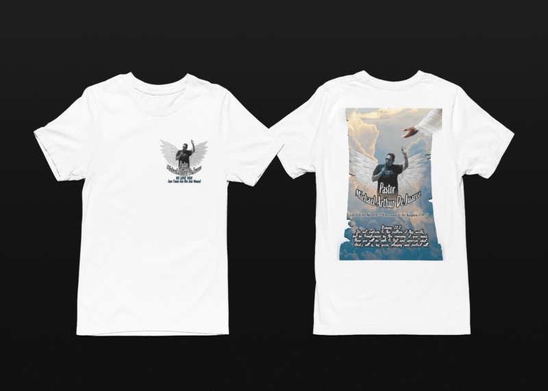 Pastor Michael Arthur De Juarez Memorial White Polyester Tee - Image 2