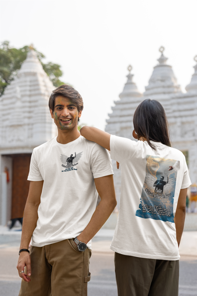 Pastor Michael Arthur De Juarez Memorial White Polyester Tee - Image 3