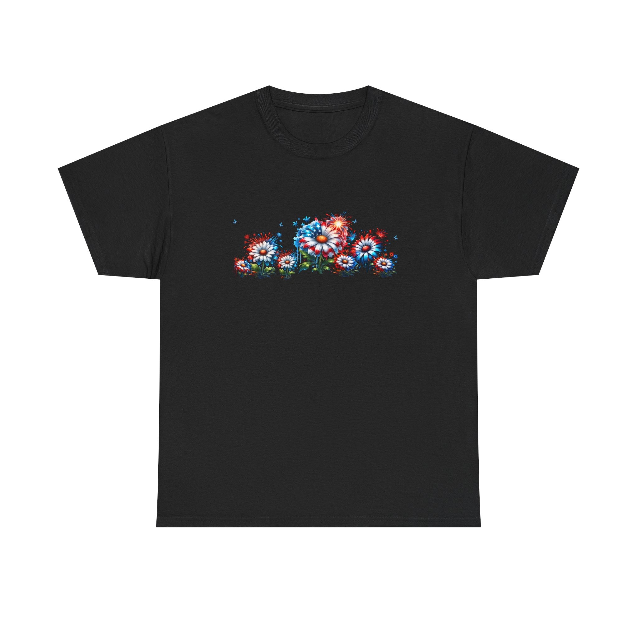 Patriotic Fireworks and Daisies Cotton Tee 2 Patriotic Fireworks and Daisies Cotton Tee - Image 2