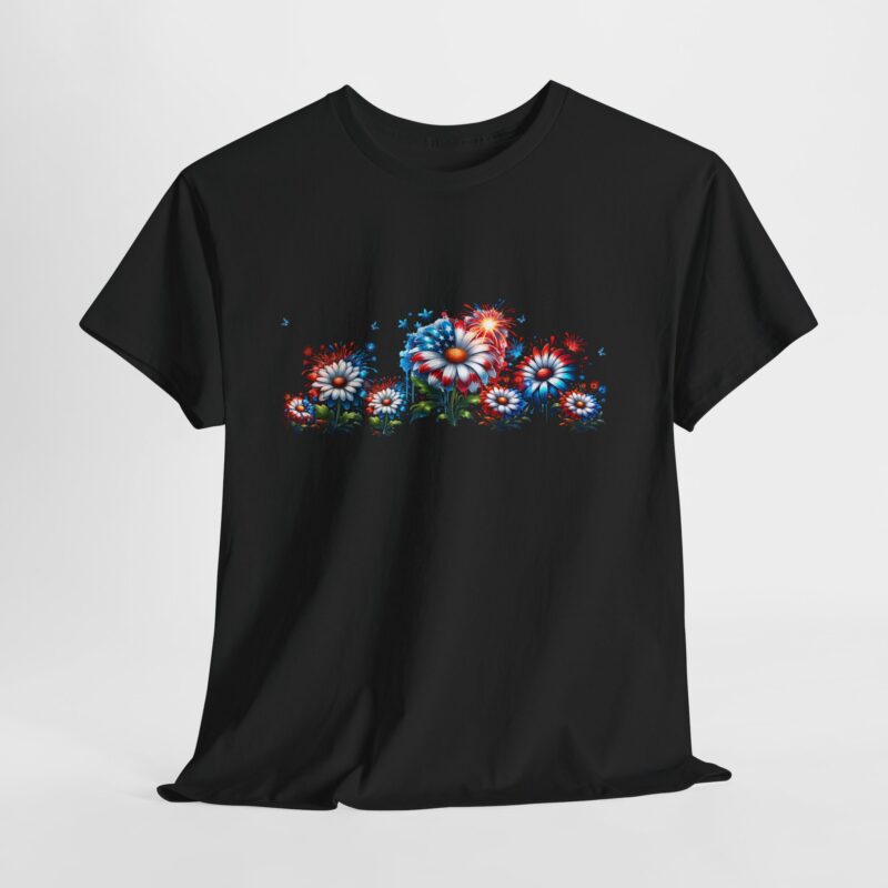 Patriotic Fireworks and Daisies Cotton Tee