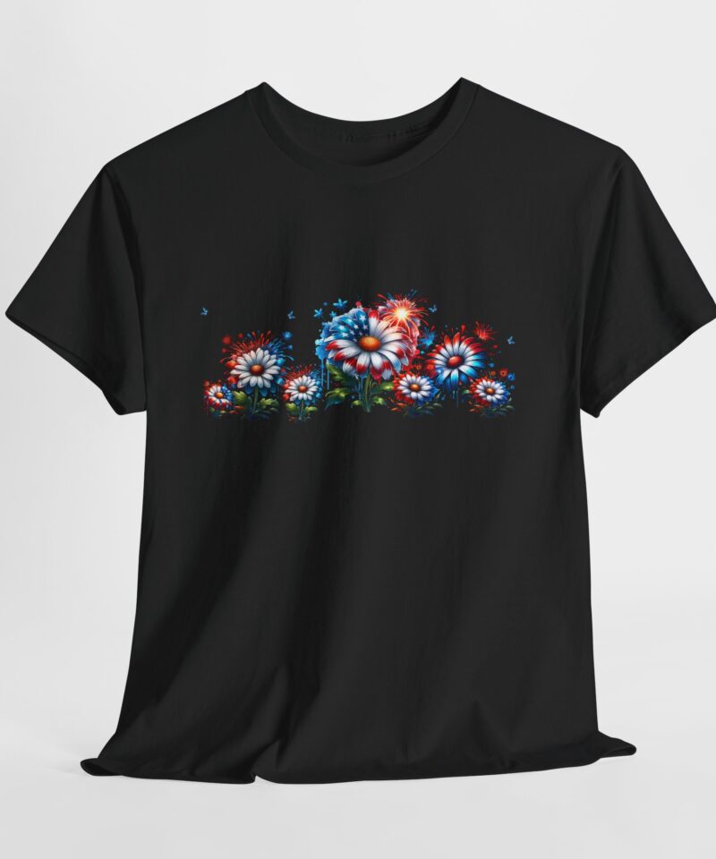 Patriotic Fireworks and Daisies Cotton Tee