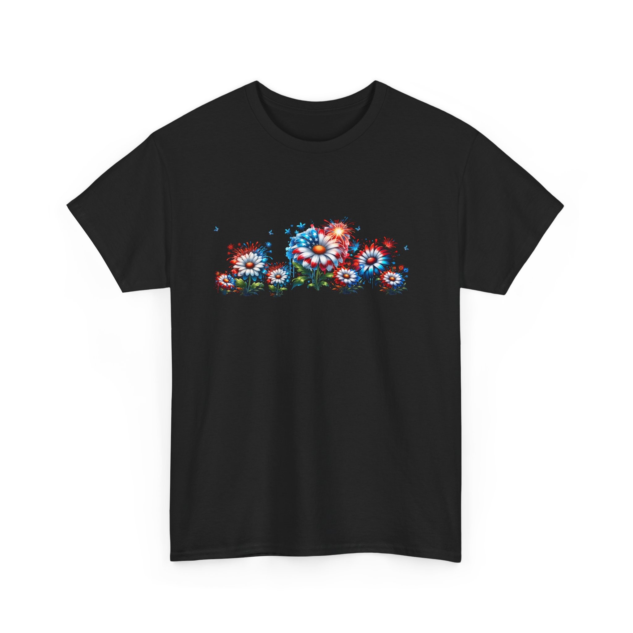 Patriotic Fireworks and Daisies Cotton Tee 4 Patriotic Fireworks and Daisies Cotton Tee - Image 4