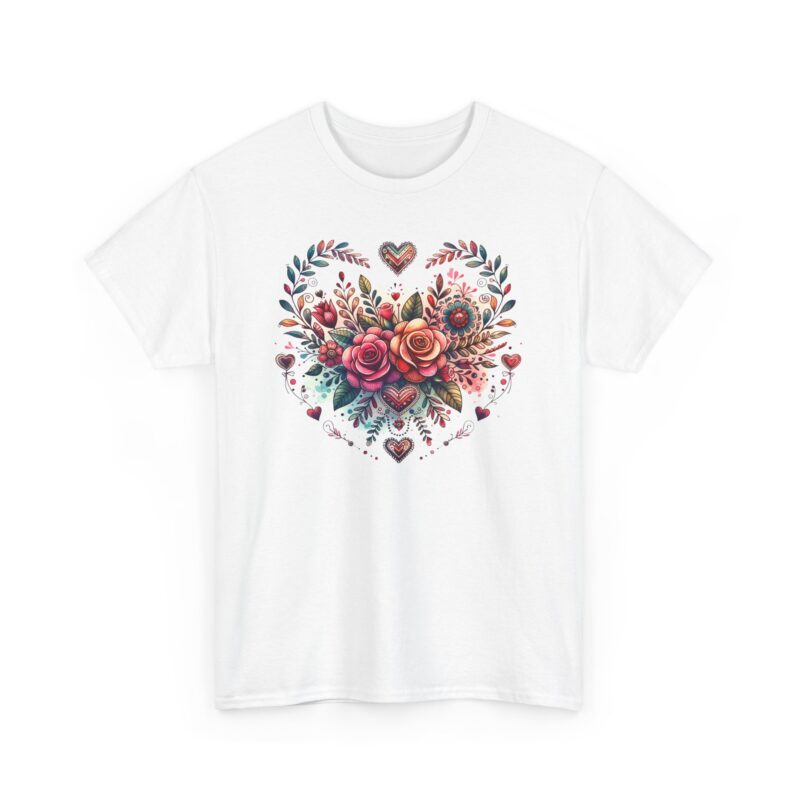 Boho Floral Heart Cotton Tee - Image 4