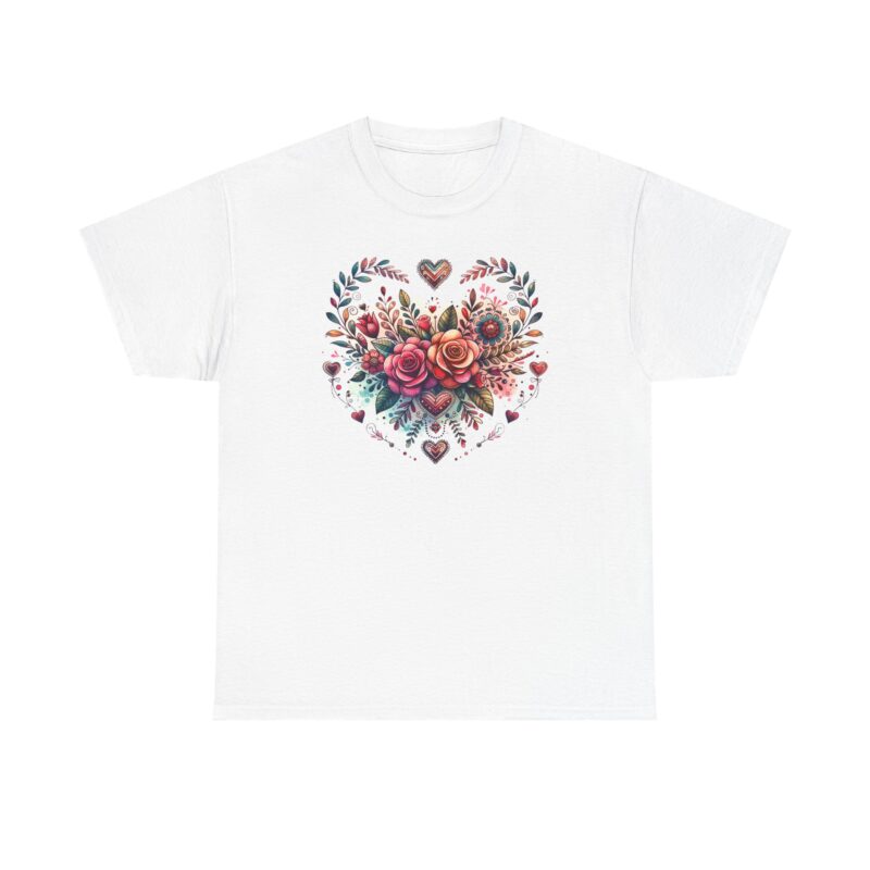 Boho Floral Heart Cotton Tee - Image 2