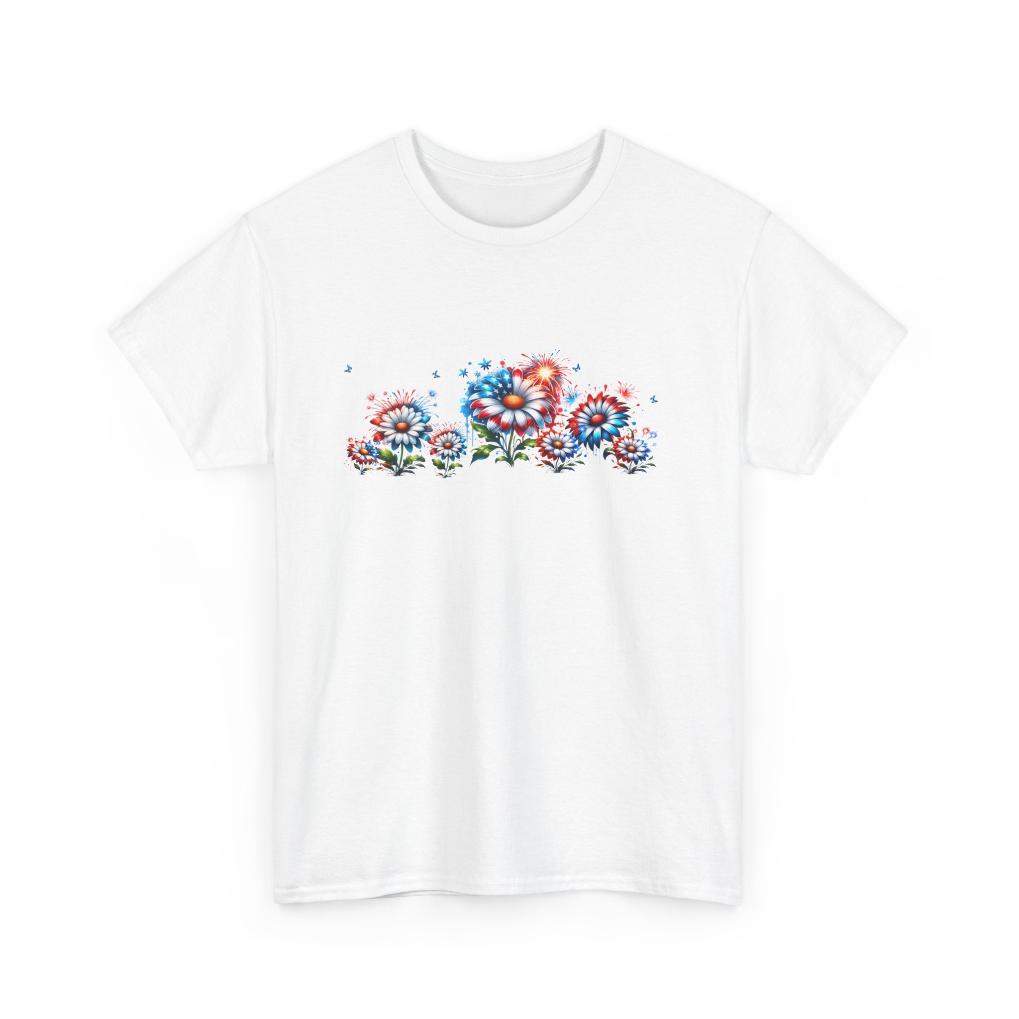 Patriotic Fireworks and Daisies Cotton Tee 8 Patriotic Fireworks and Daisies Cotton Tee - Image 8