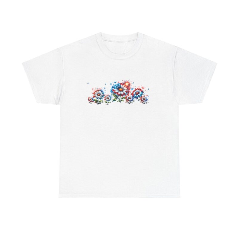 Patriotic Fireworks and Daisies Cotton Tee - Image 6