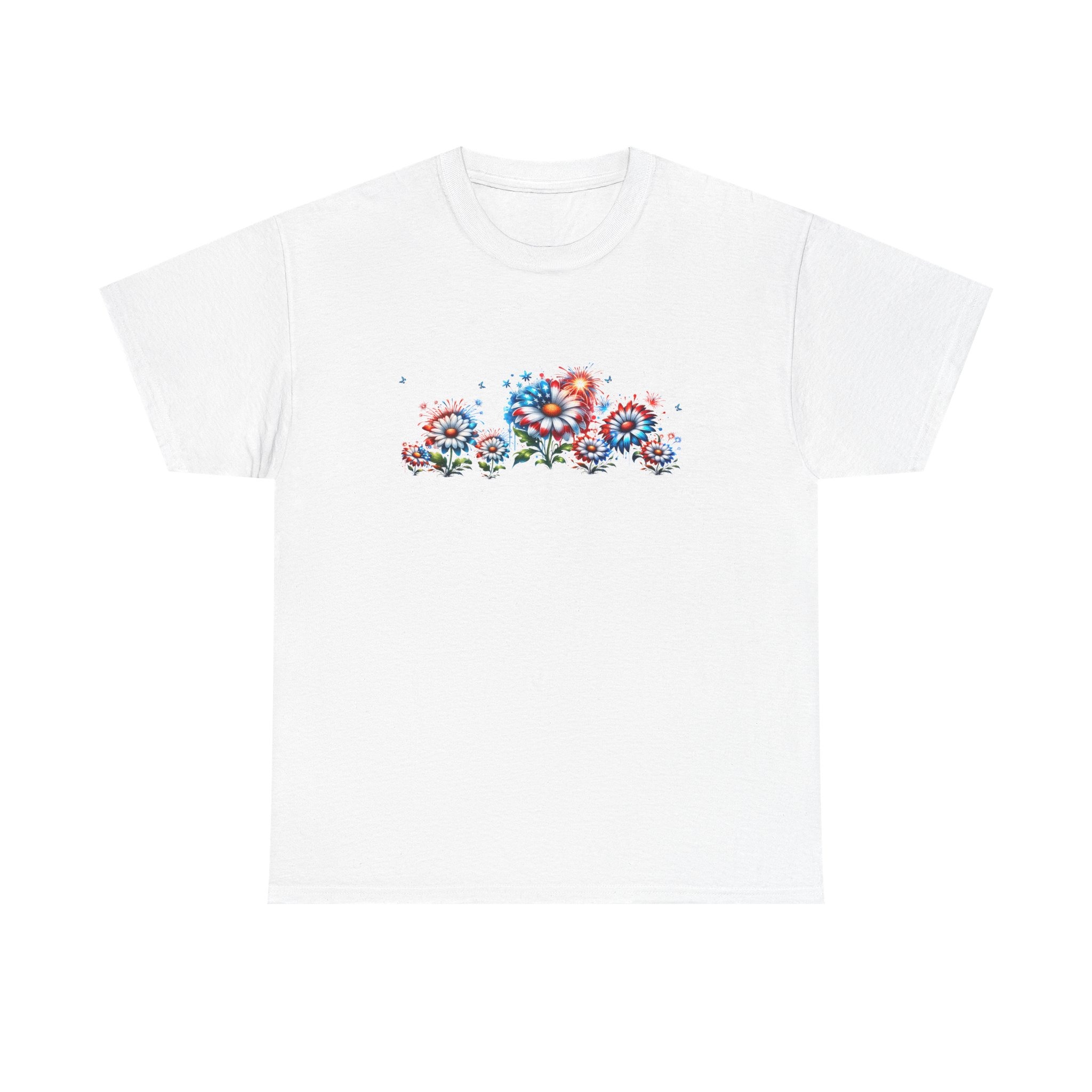Patriotic Fireworks and Daisies Cotton Tee 6 Patriotic Fireworks and Daisies Cotton Tee - Image 6
