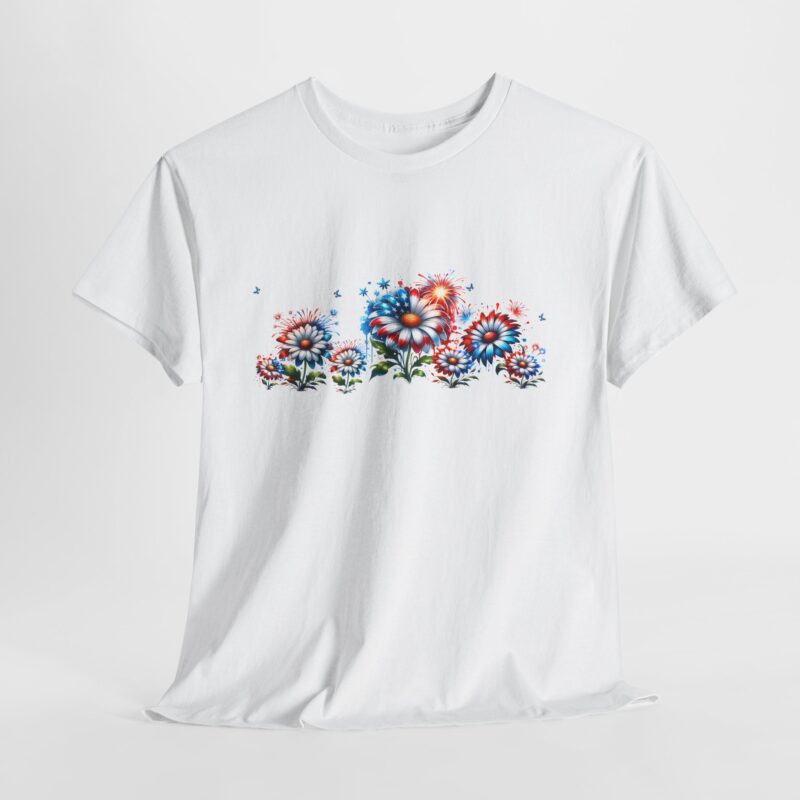 Patriotic Fireworks and Daisies Cotton Tee - Image 10