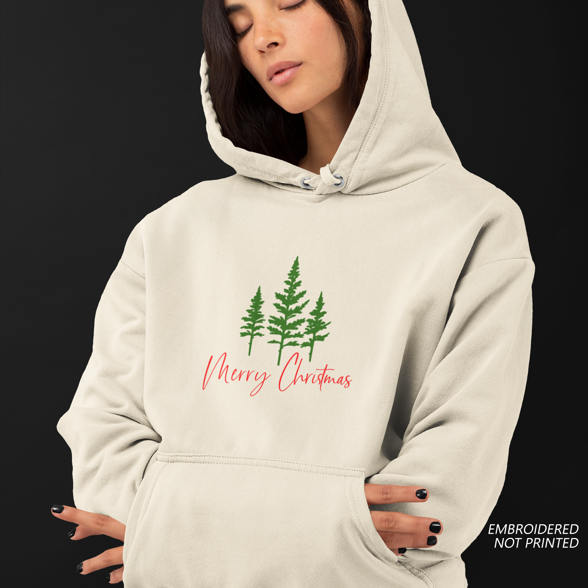 Merry Christmas Embroidered Hoodie