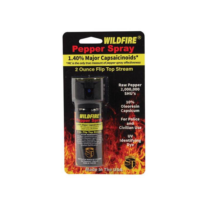Wildfire 2 oz 1.4 MC flip top actuator pepper spray stream